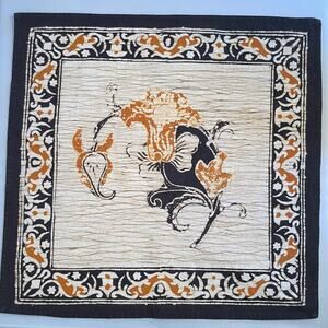 7 Vintage Cloth Dinner Napkins‎ in Black, Cream, & Gold